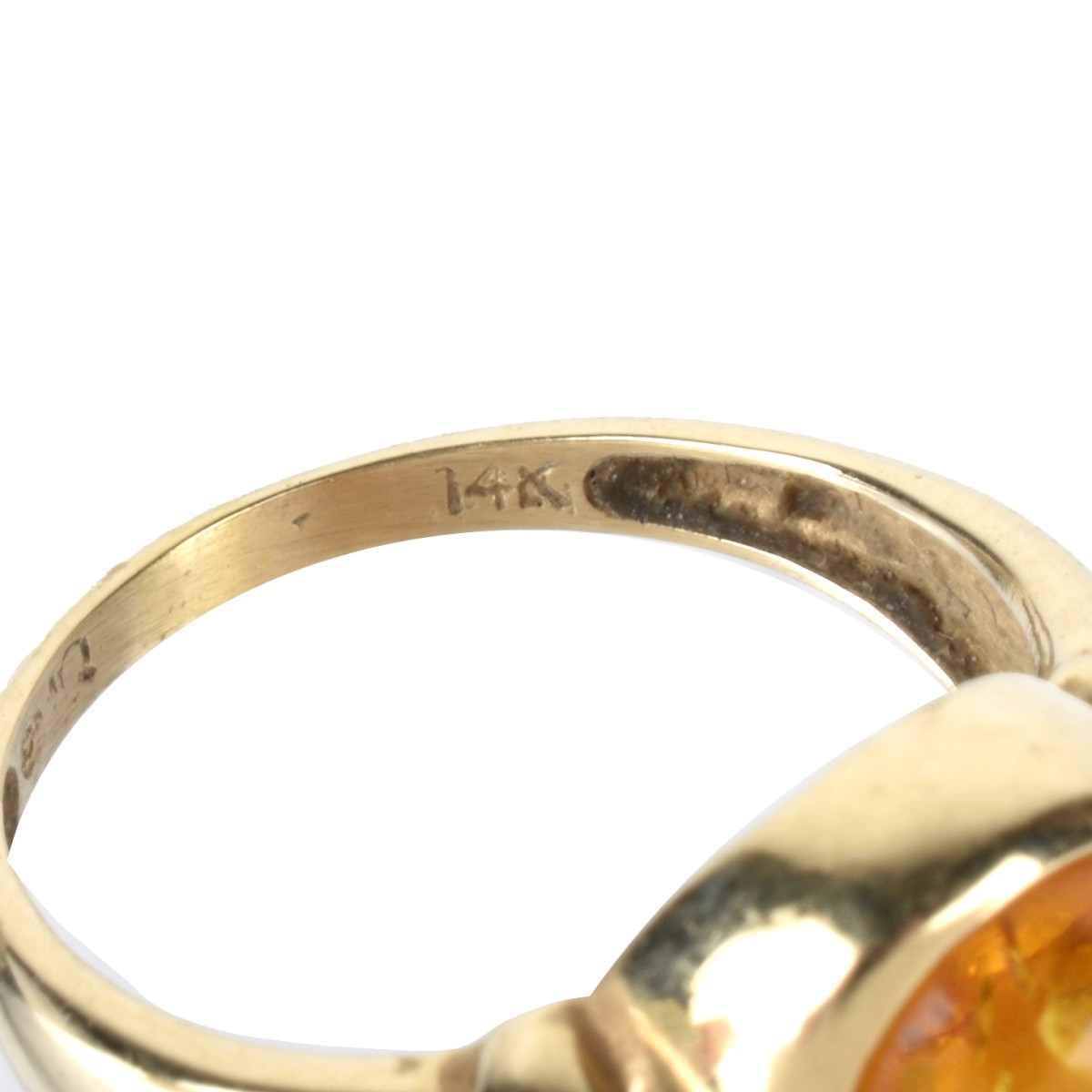 Amber and 14K Ring