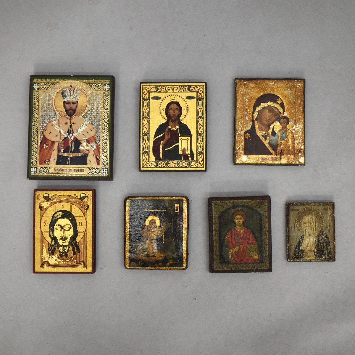 Seven (7) Russian Religious Small Icons