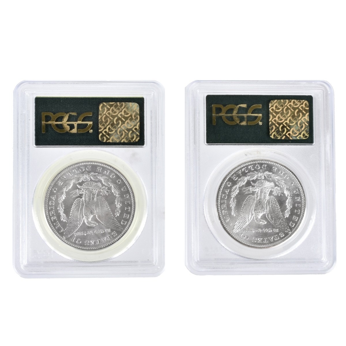 Two (2) Morgan Silver Dollars MS65 Slabbed