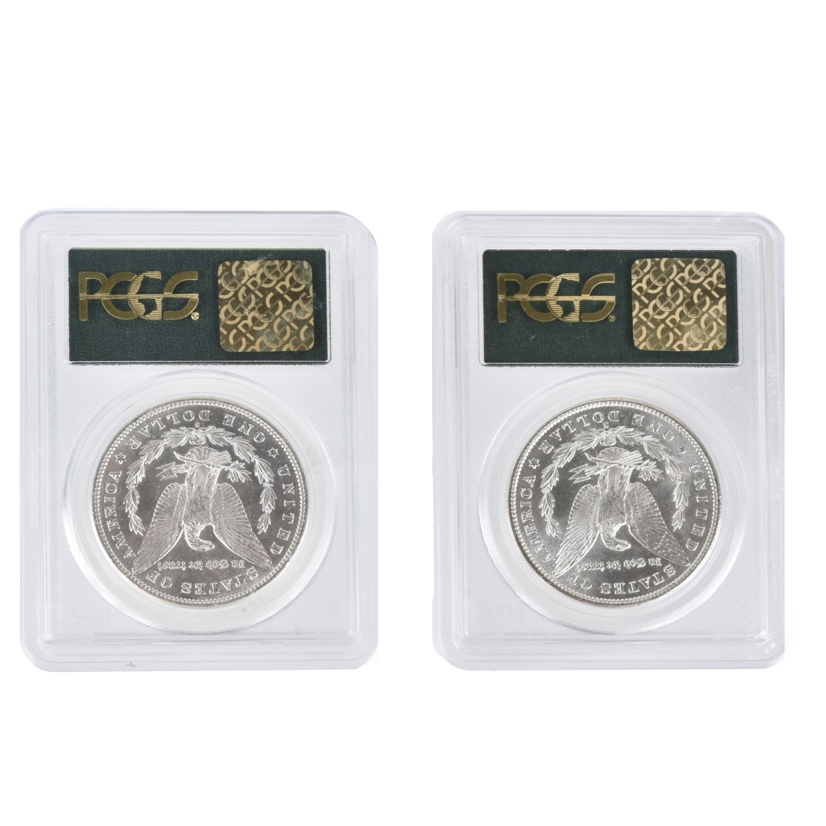 Two (2) Morgan Silver Dollars MS65 Slabbed