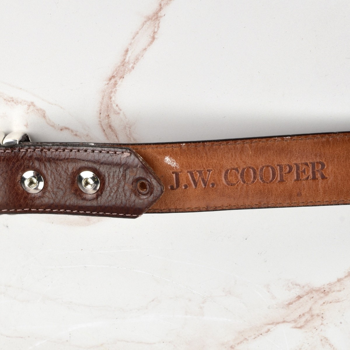 Kalifano 14K Sterling Buckle Cooper Leather Belt