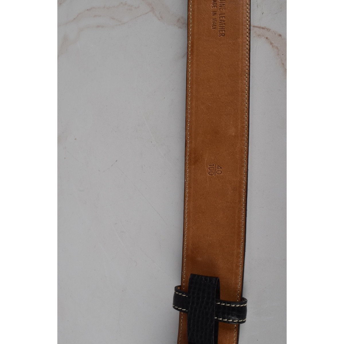 A. Hykes Faces Sterling Buckle, Leather Belt