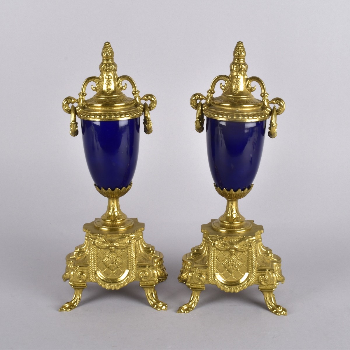 20th C Miniature Pr Sevres Bronze Urns