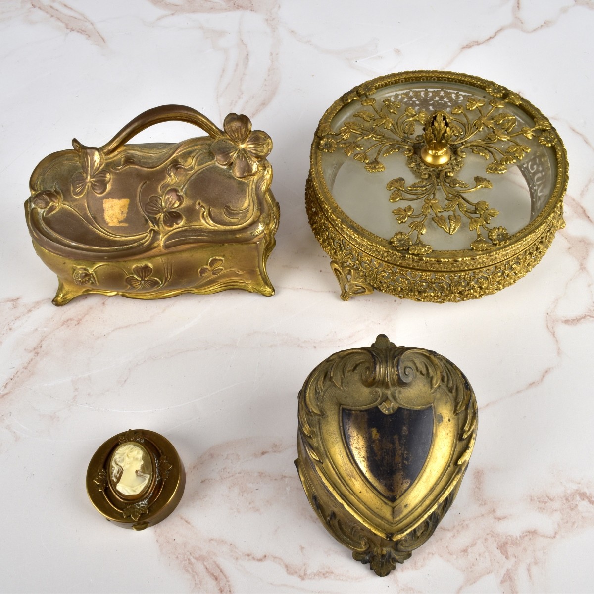 Vintage French Miniature Brass Boxes