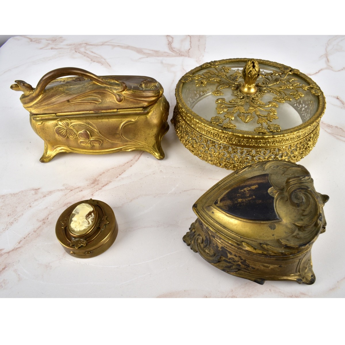 Vintage French Miniature Brass Boxes