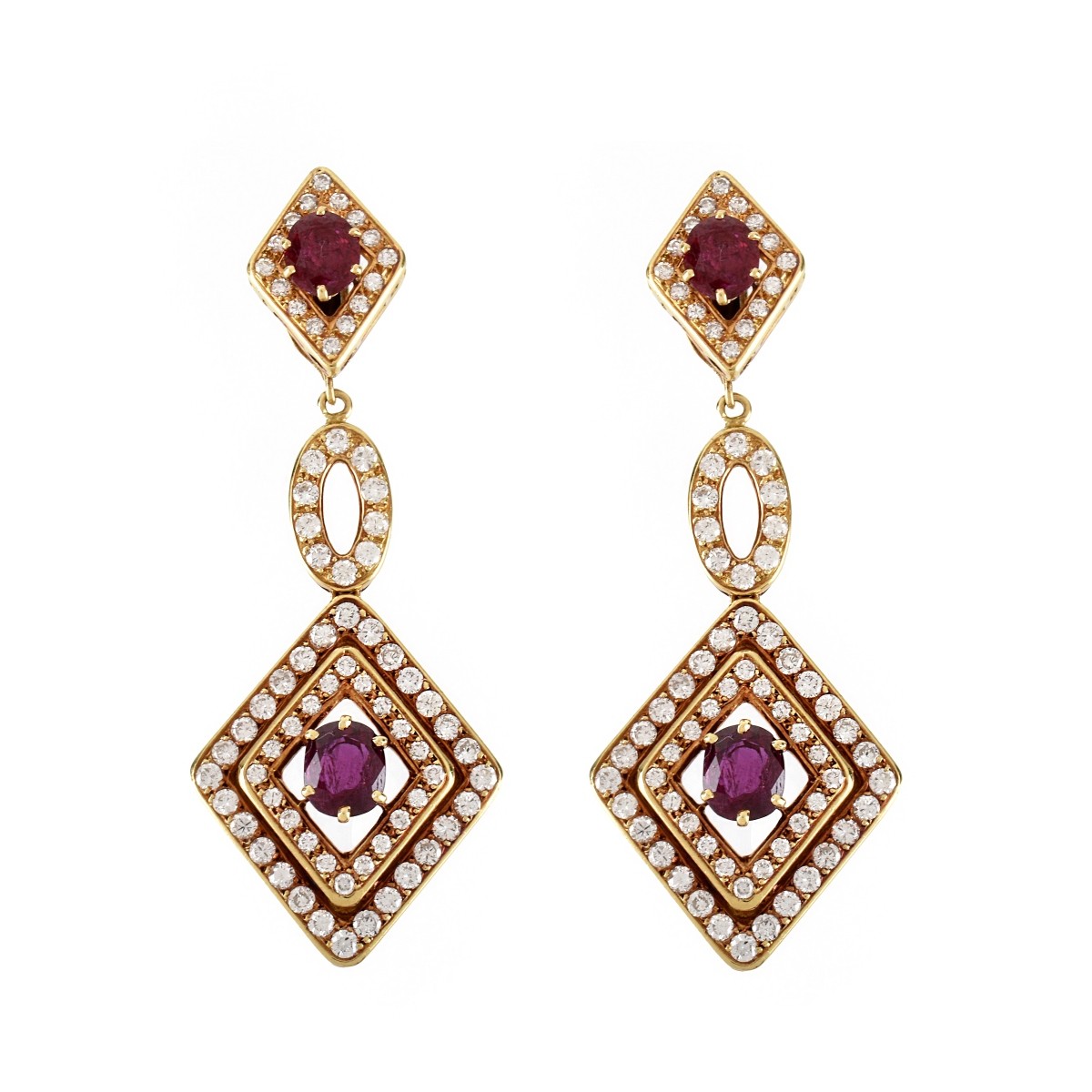 Ruby, Diamond and 18K Earrings