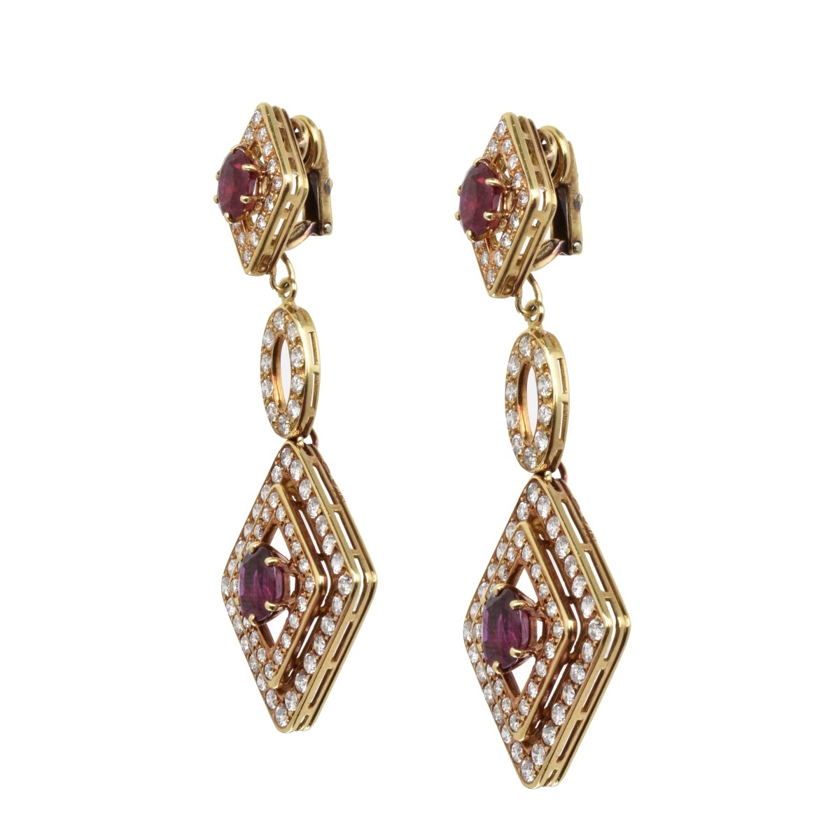 Ruby, Diamond and 18K Earrings