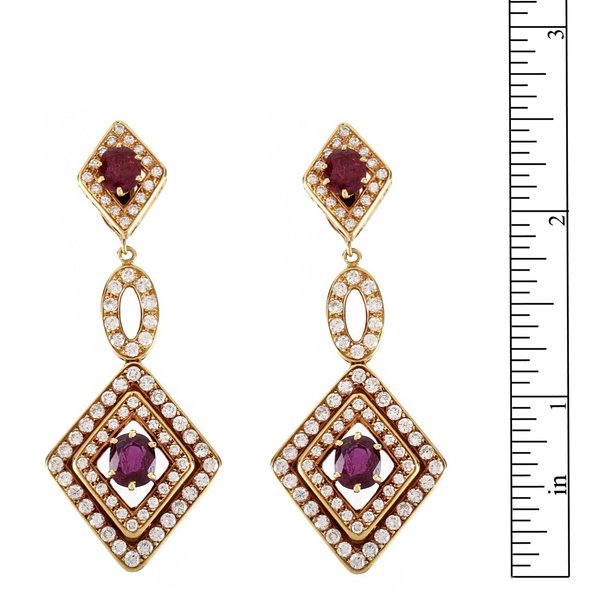 Ruby, Diamond and 18K Earrings