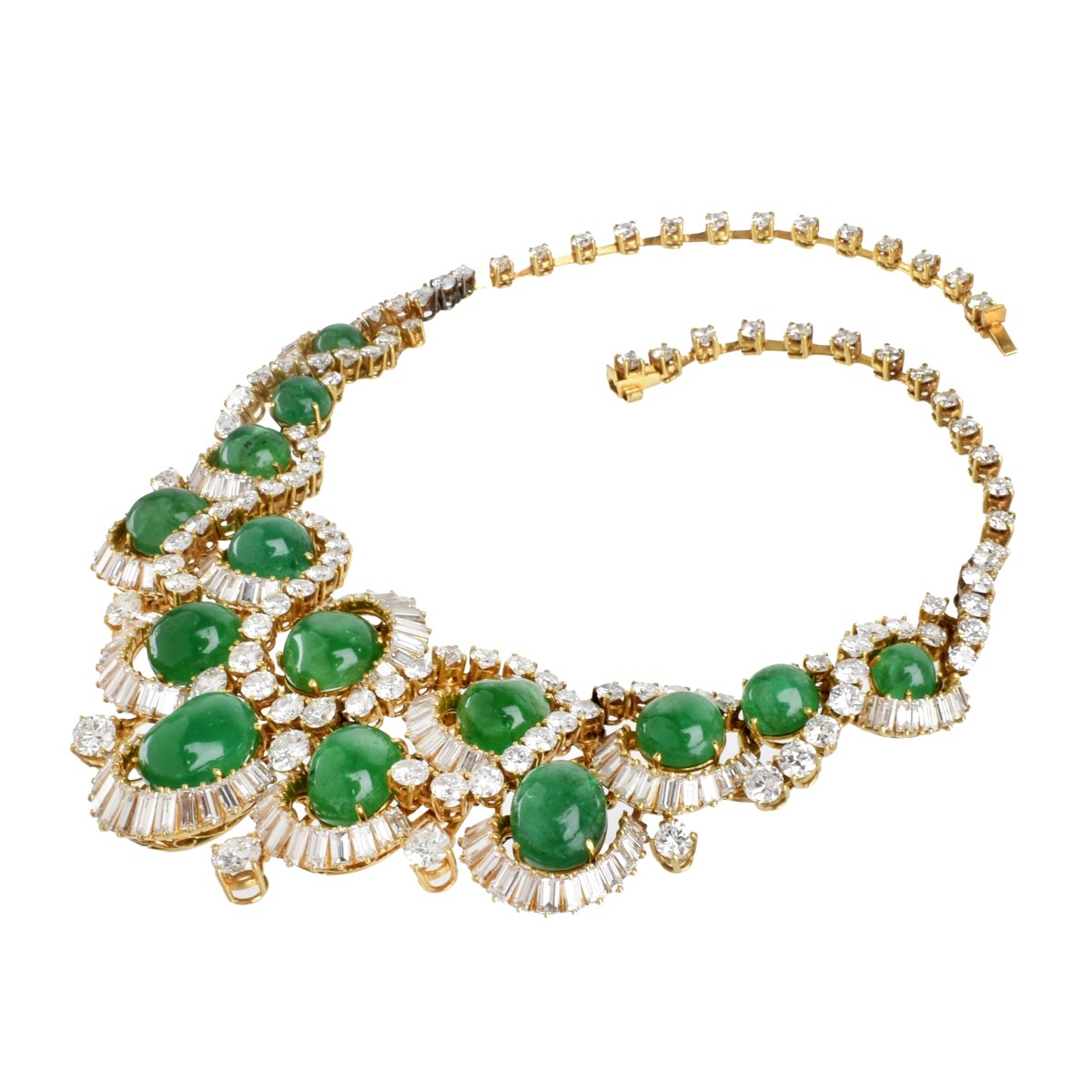 Deco Emerald, Diamond and Platinum Necklace