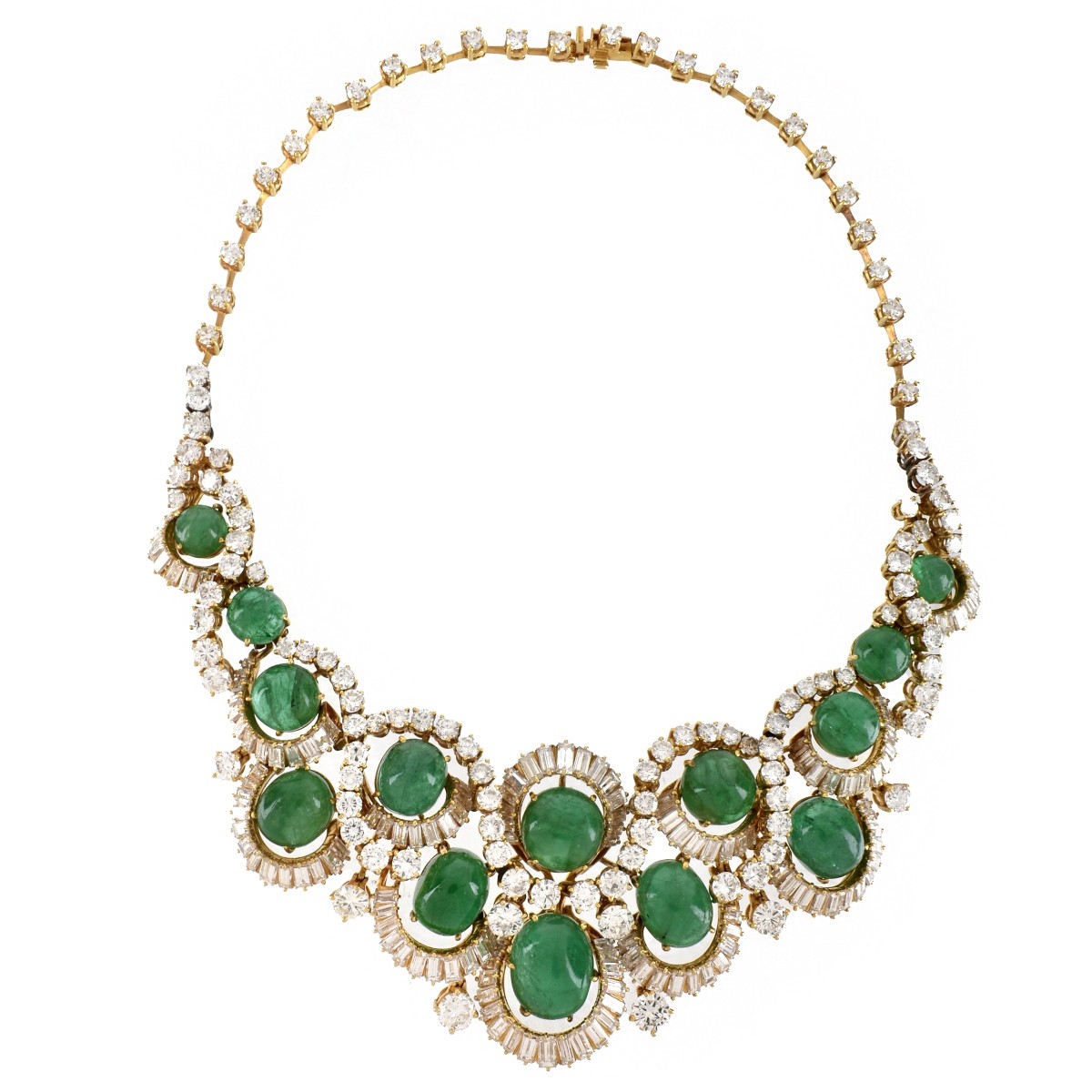 Deco Emerald, Diamond and Platinum Necklace