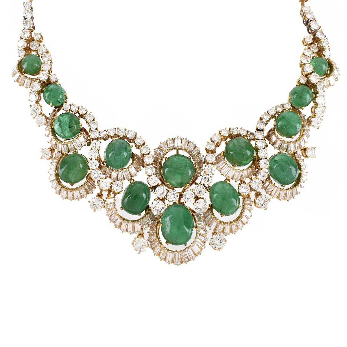 Deco Emerald, Diamond and Platinum Necklace