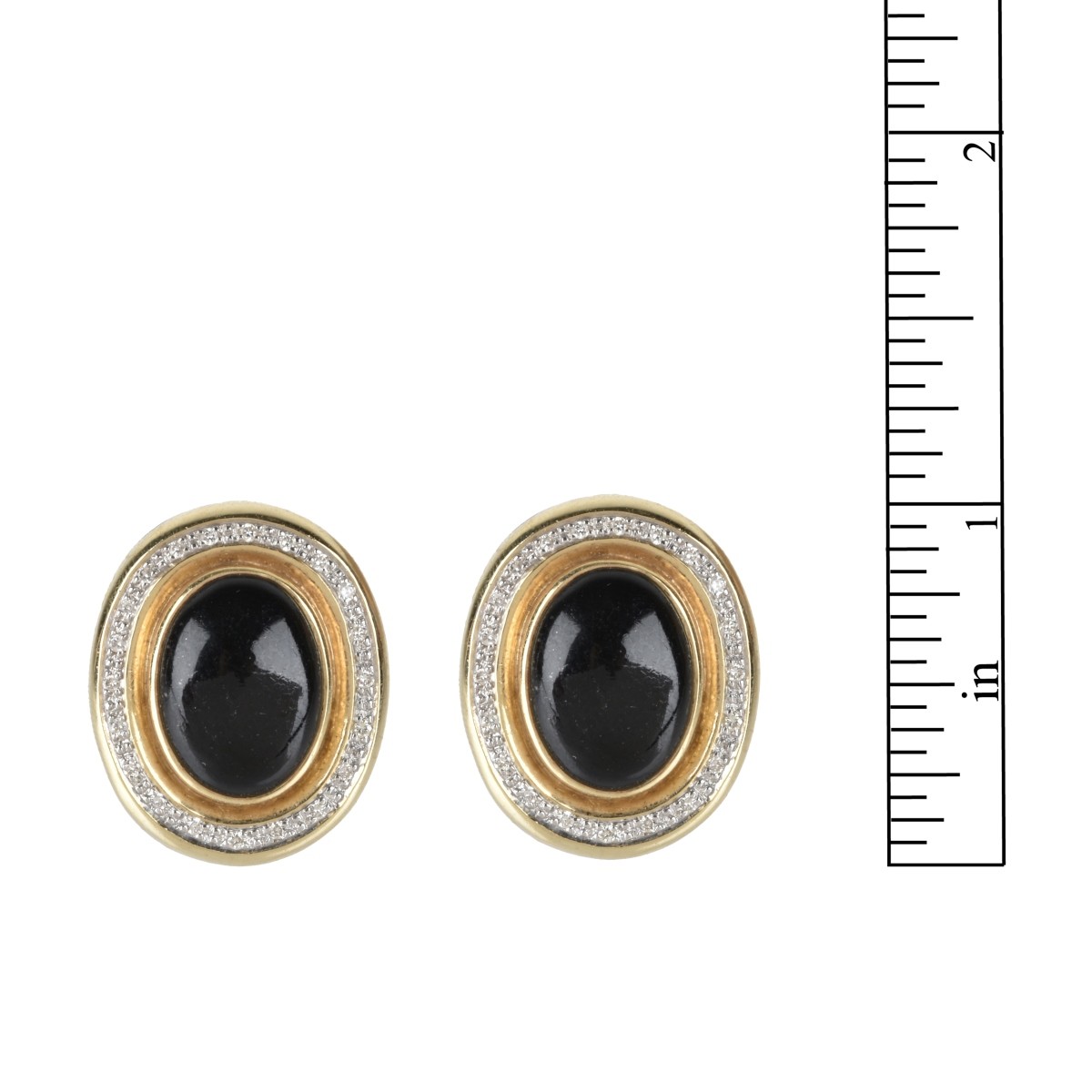 Onyx, Diamond and 14K Earrings