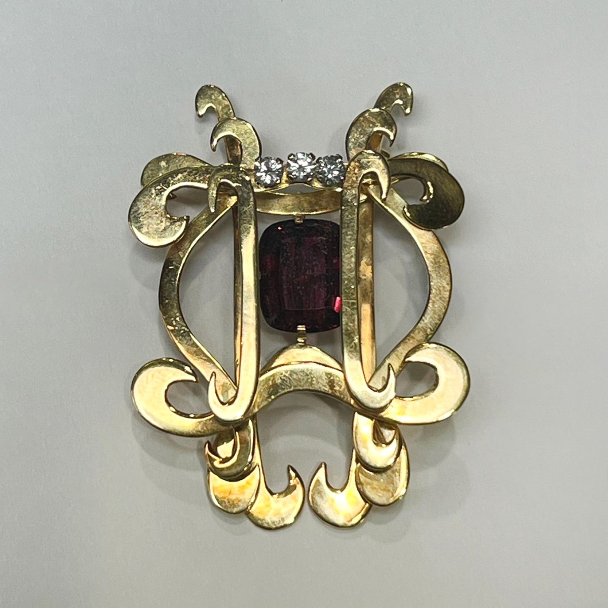 Tourmaline, Diamond and 18K Brooch