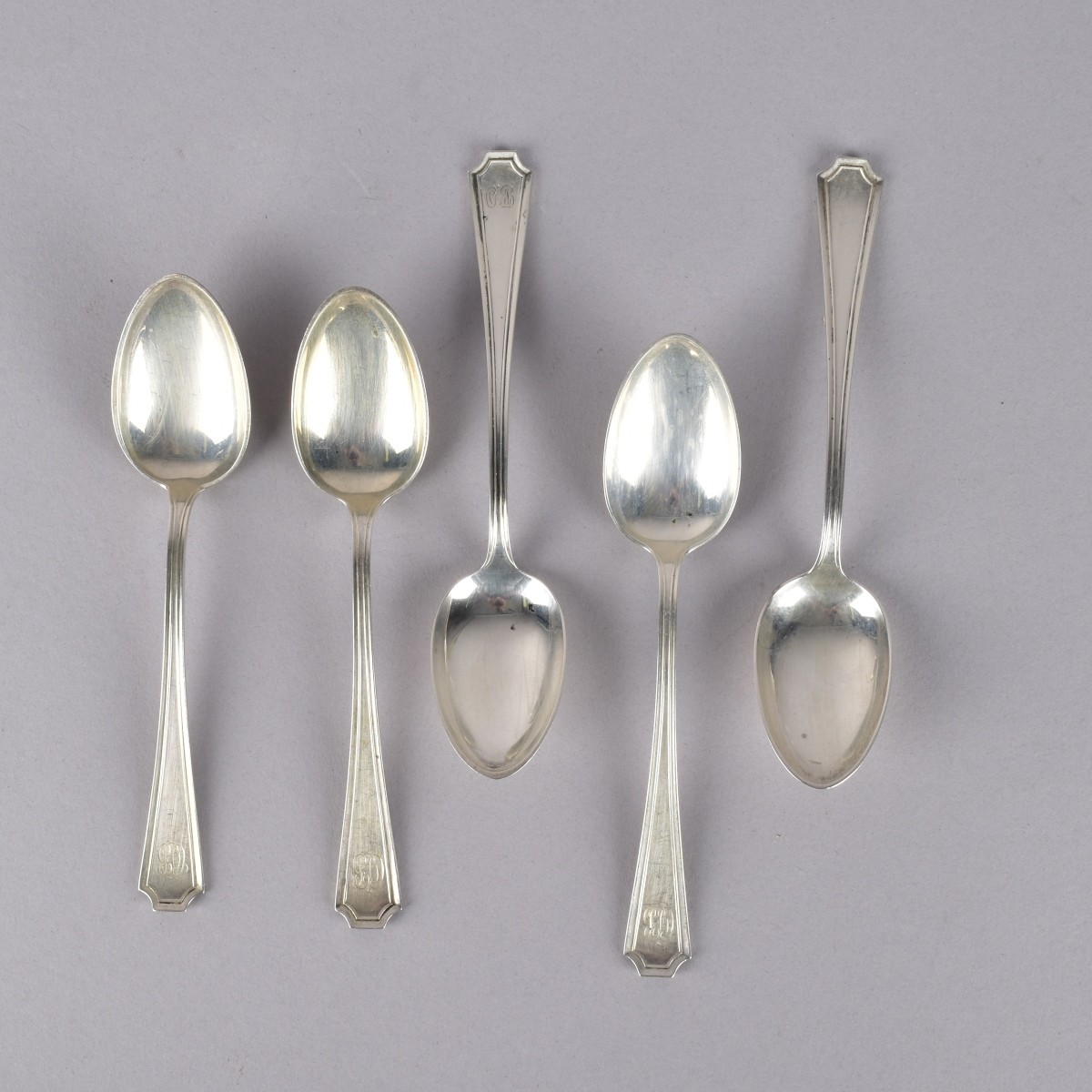 Five Gorham Fairfax Sterling Teaspoons