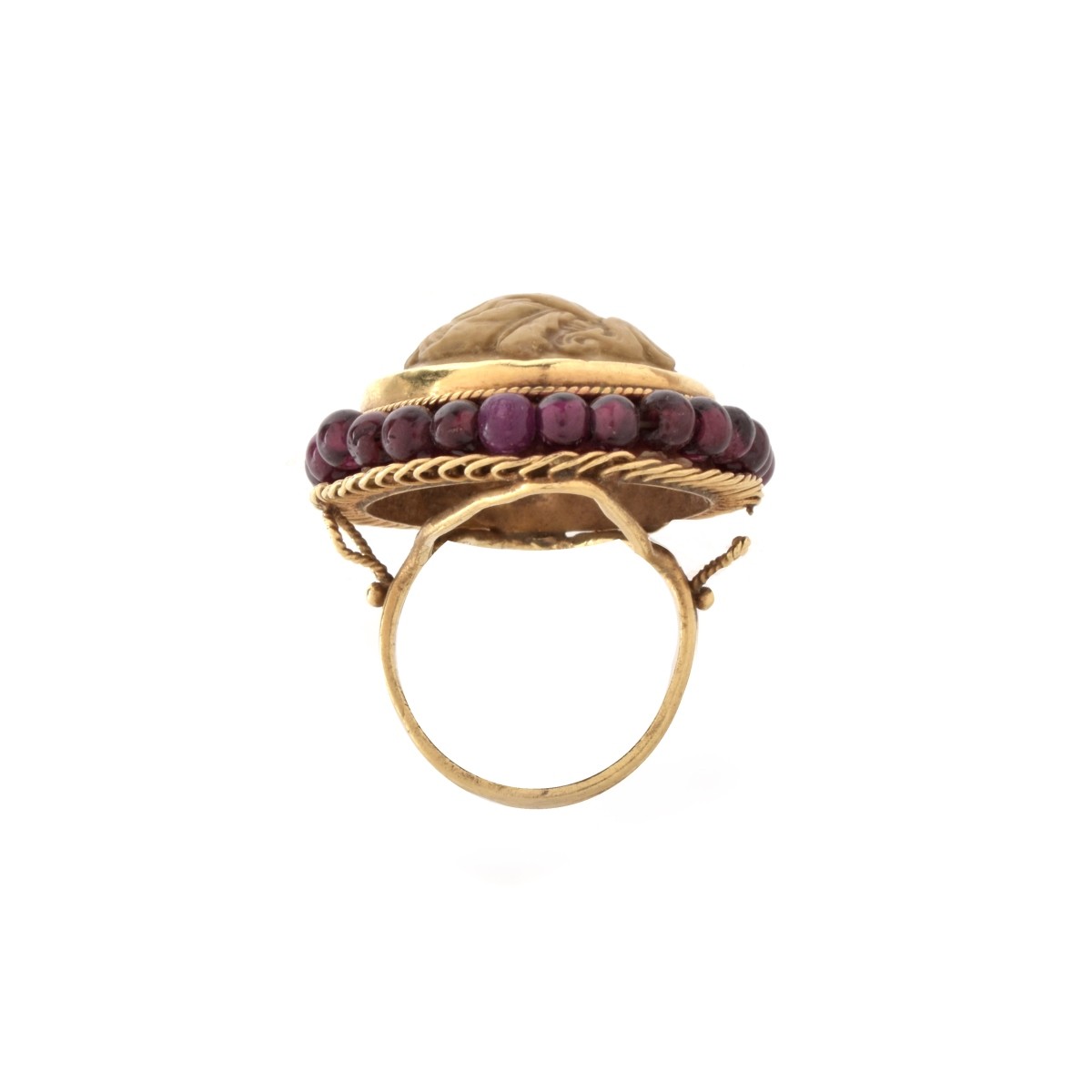 Garnet, Lava Stone and 14K Ring