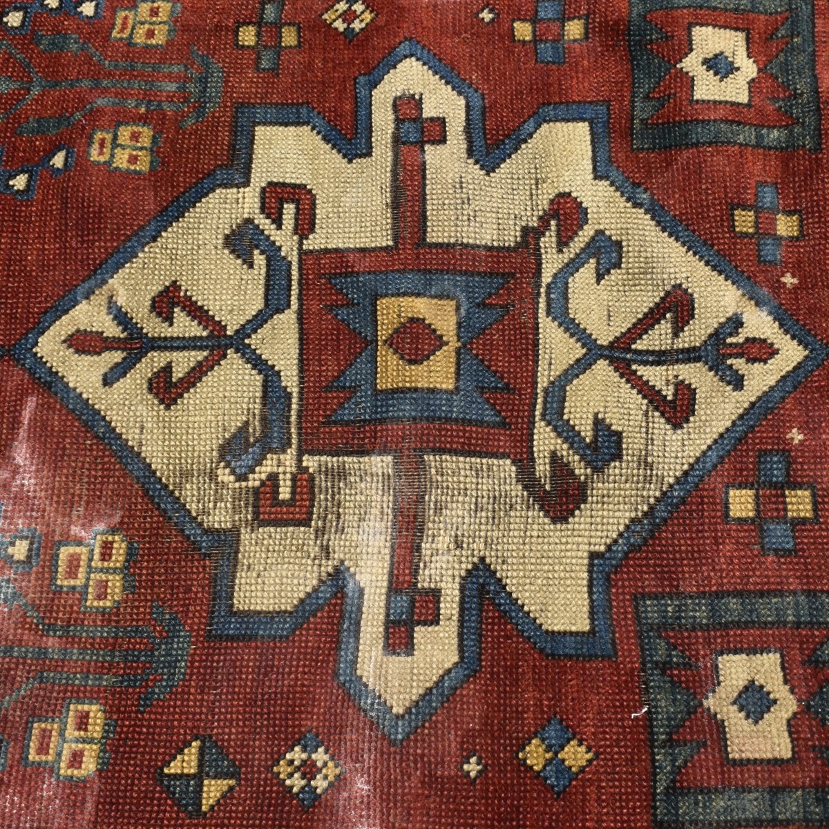 Antique Kazak Caucasian Wool Rug