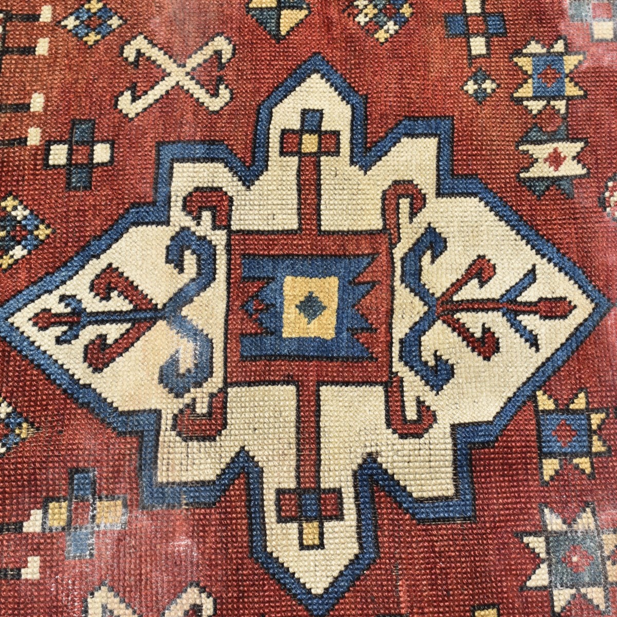 Antique Kazak Caucasian Wool Rug