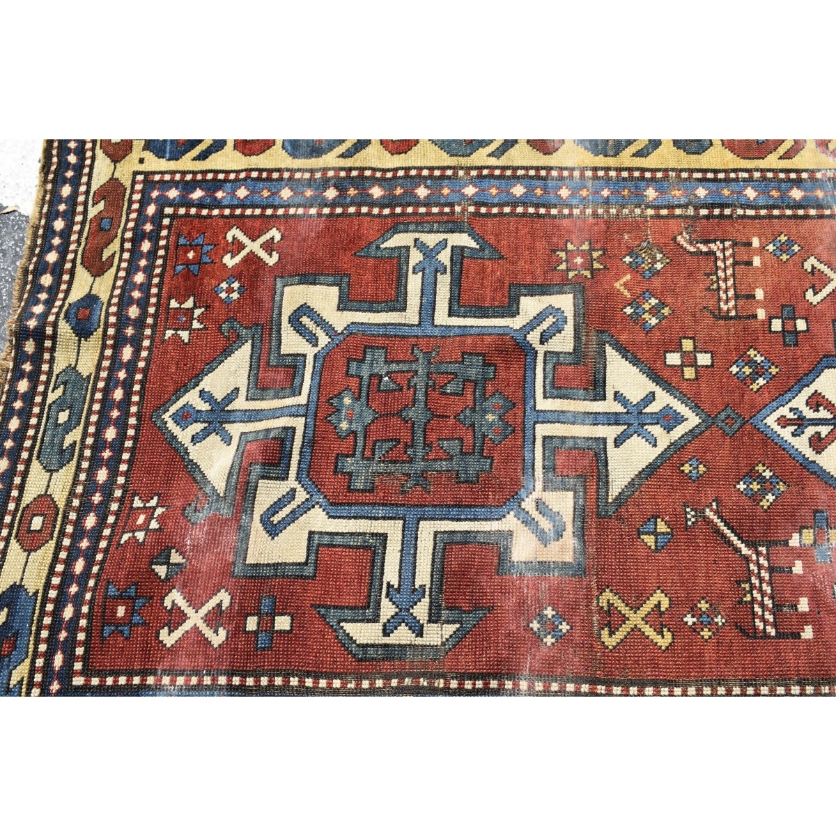 Antique Kazak Caucasian Wool Rug