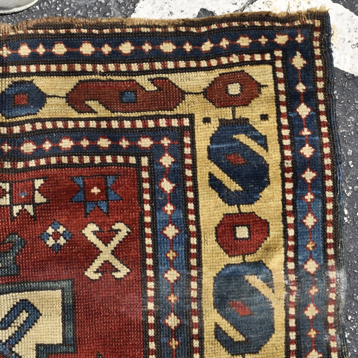 Antique Kazak Caucasian Wool Rug