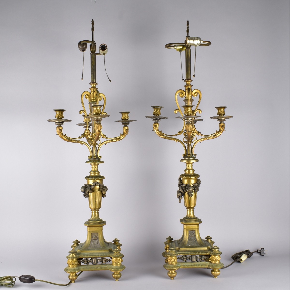 Pair of French Candelabra Lamps