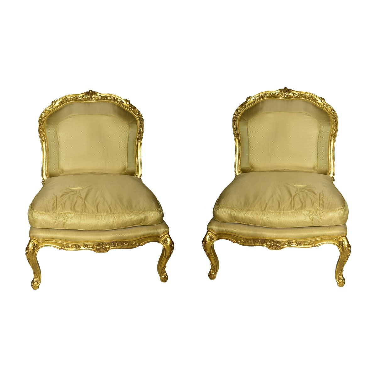 Pr Louis XV-style Slipper Chairs