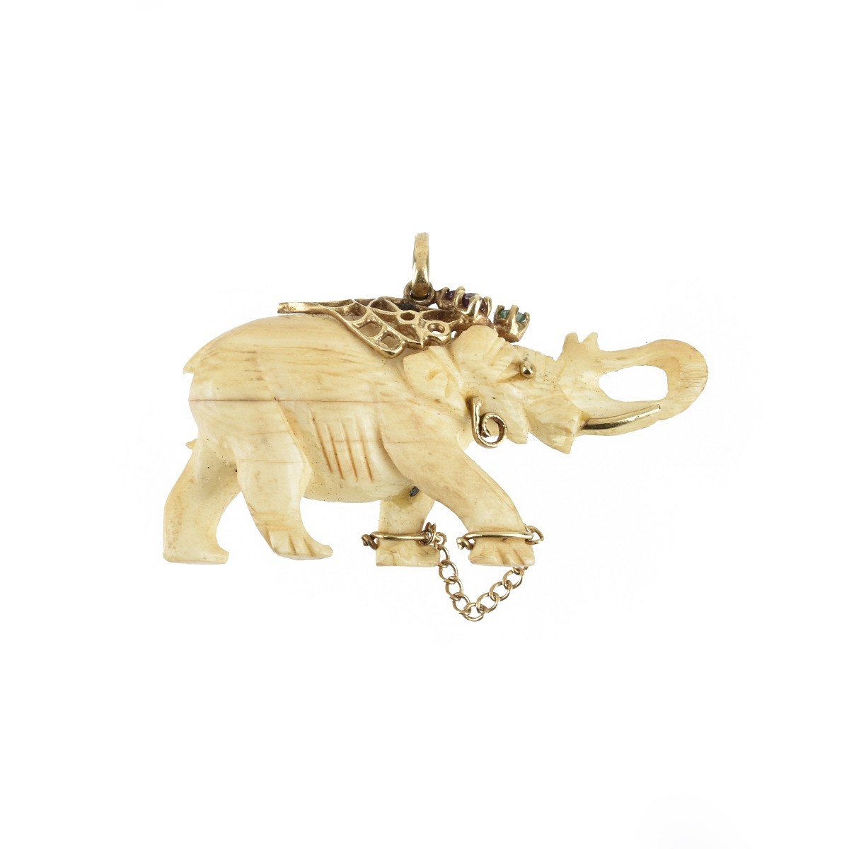 Gemstone, 14K Mounted Elephant Pendant