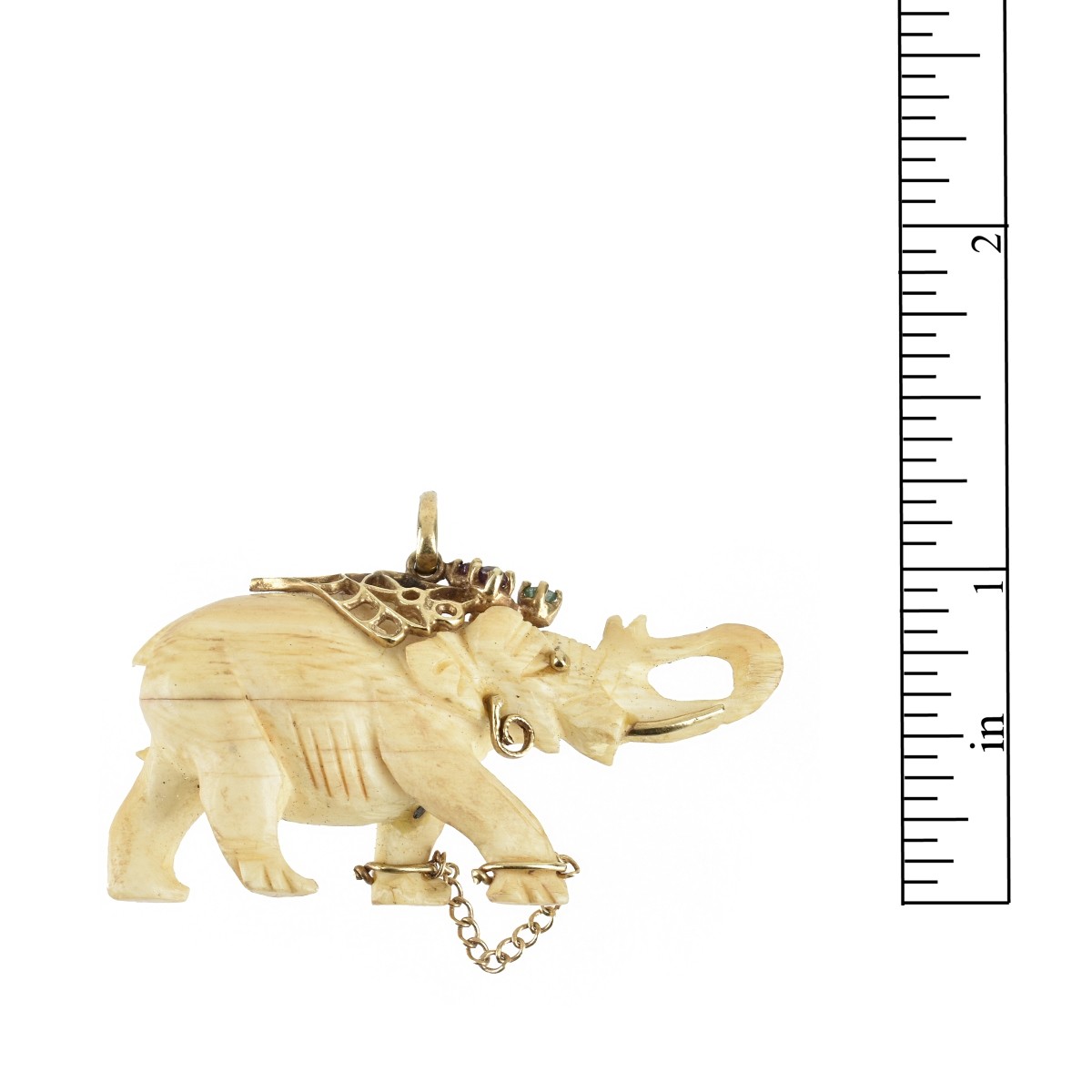 Gemstone, 14K Mounted Elephant Pendant