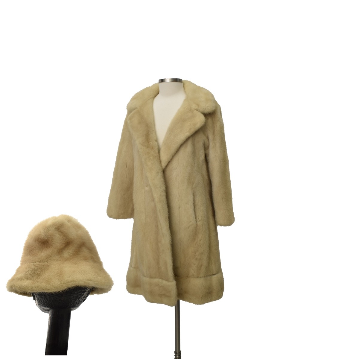 Blond Mink Coat with Matching Hat