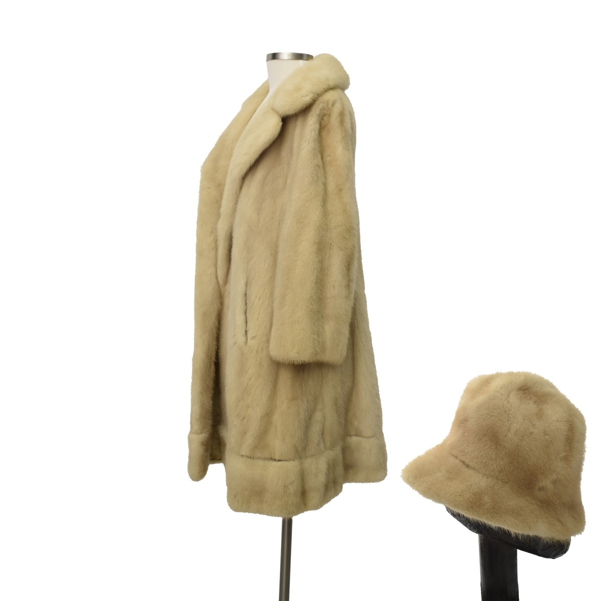 Blond Mink Coat with Matching Hat