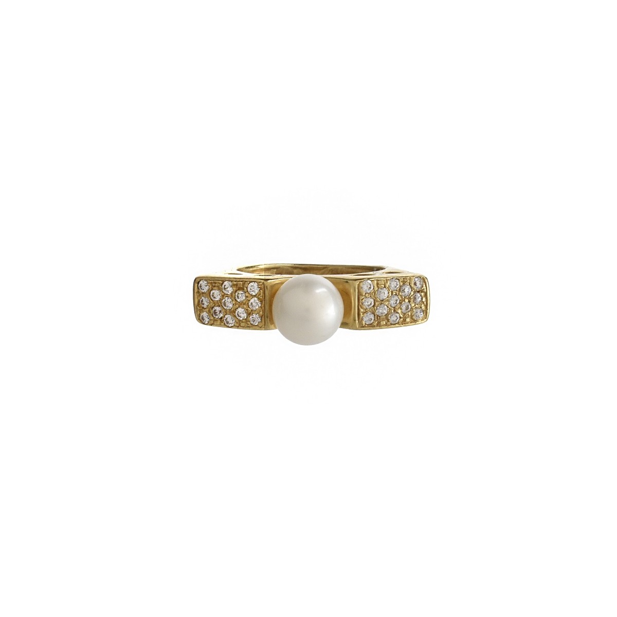 Pearl, Diamond and 18K Ring