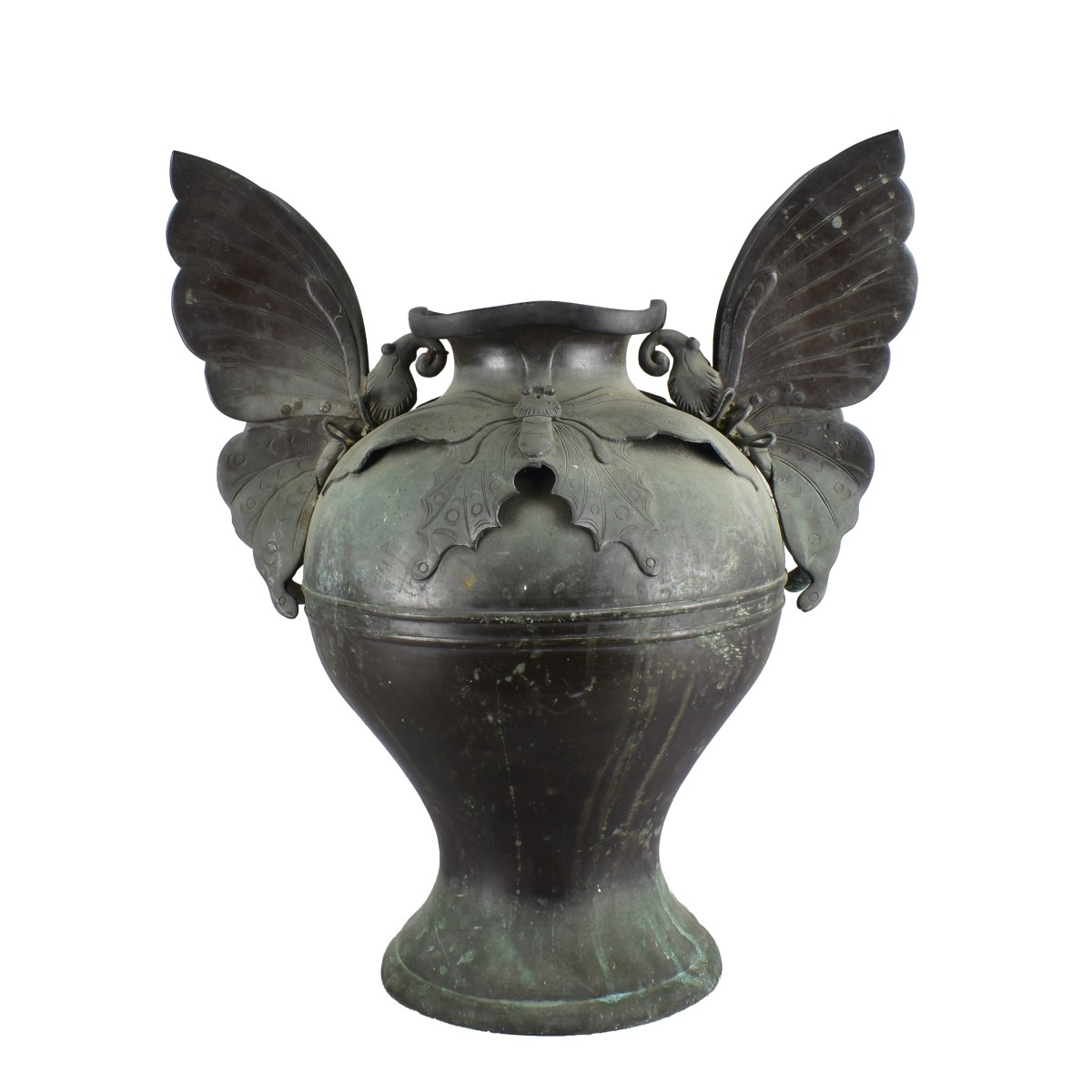 Lg Bronze Art Nouveau Bronze Butterfly Vase