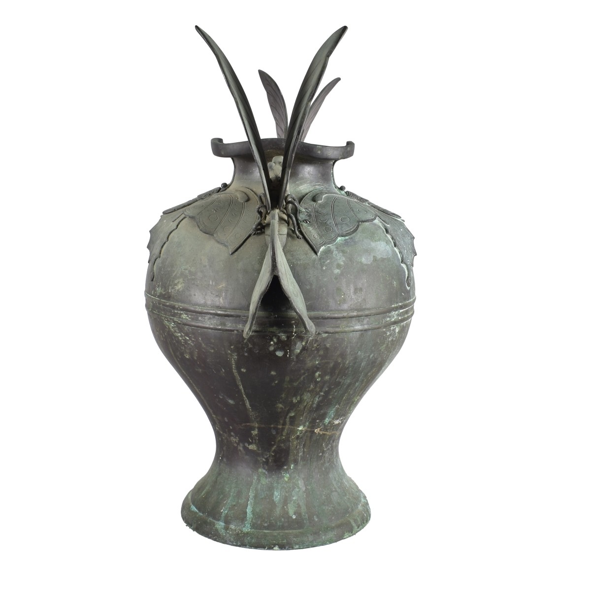 Lg Bronze Art Nouveau Bronze Butterfly Vase