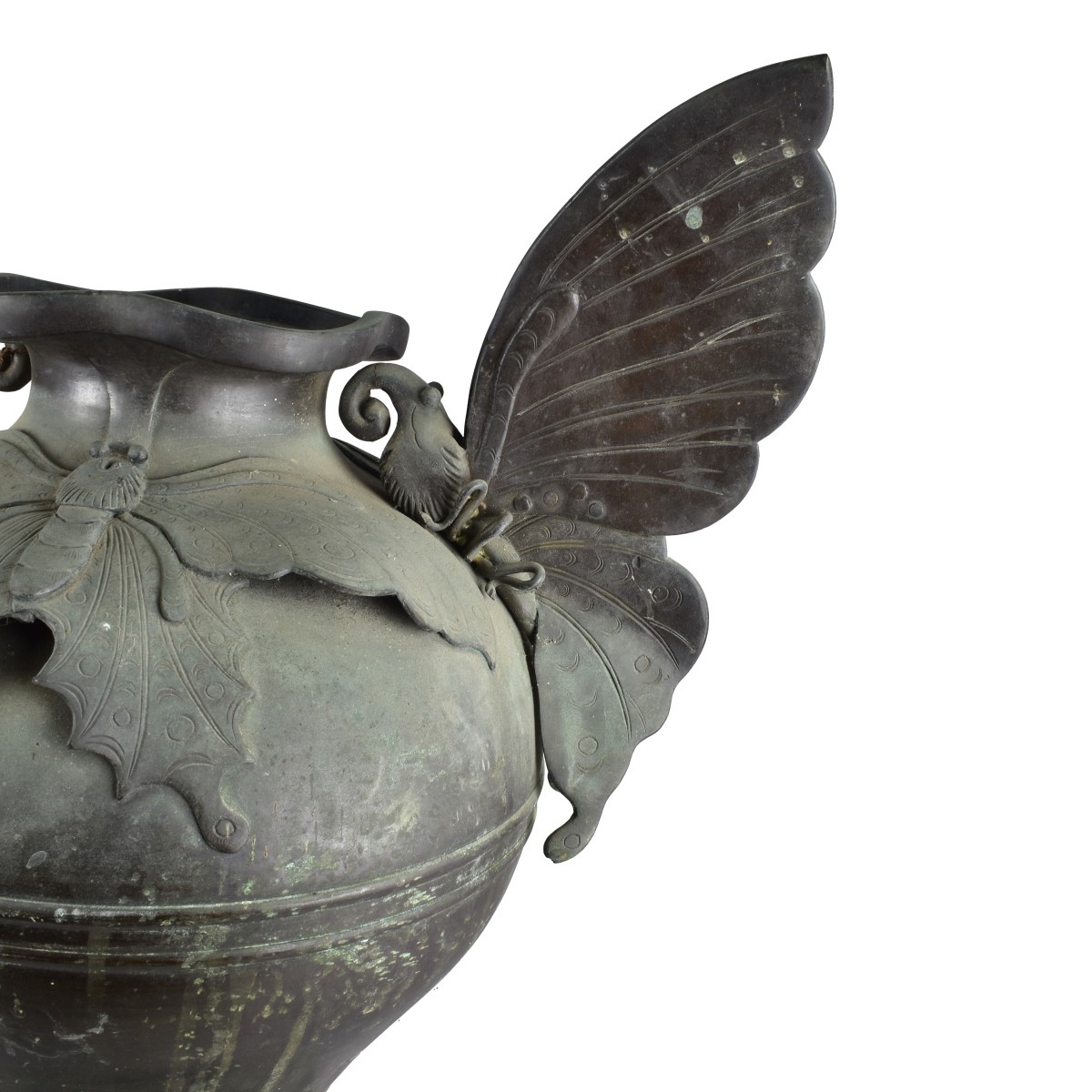 Lg Bronze Art Nouveau Bronze Butterfly Vase