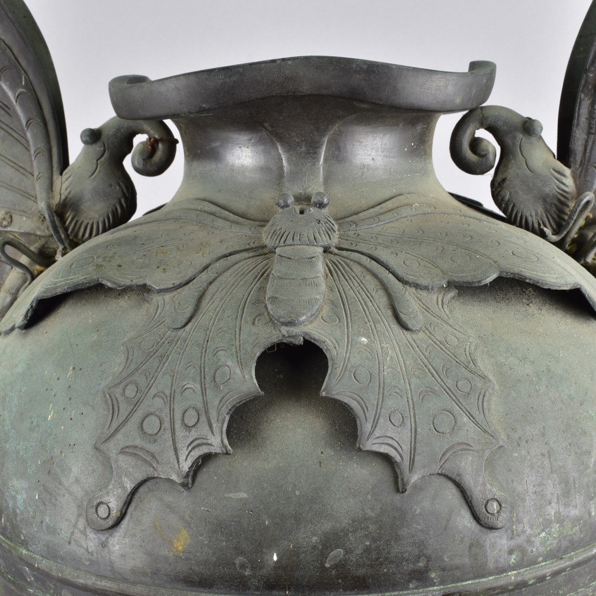 Lg Bronze Art Nouveau Bronze Butterfly Vase