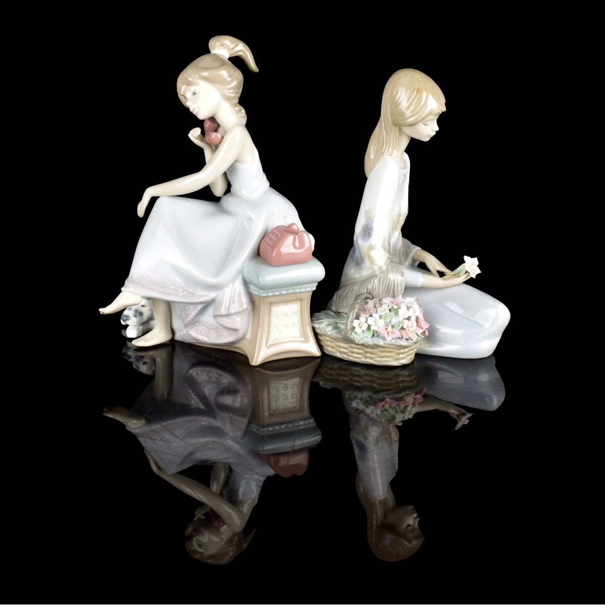 Two Lladro Girl Porcelain Figurines