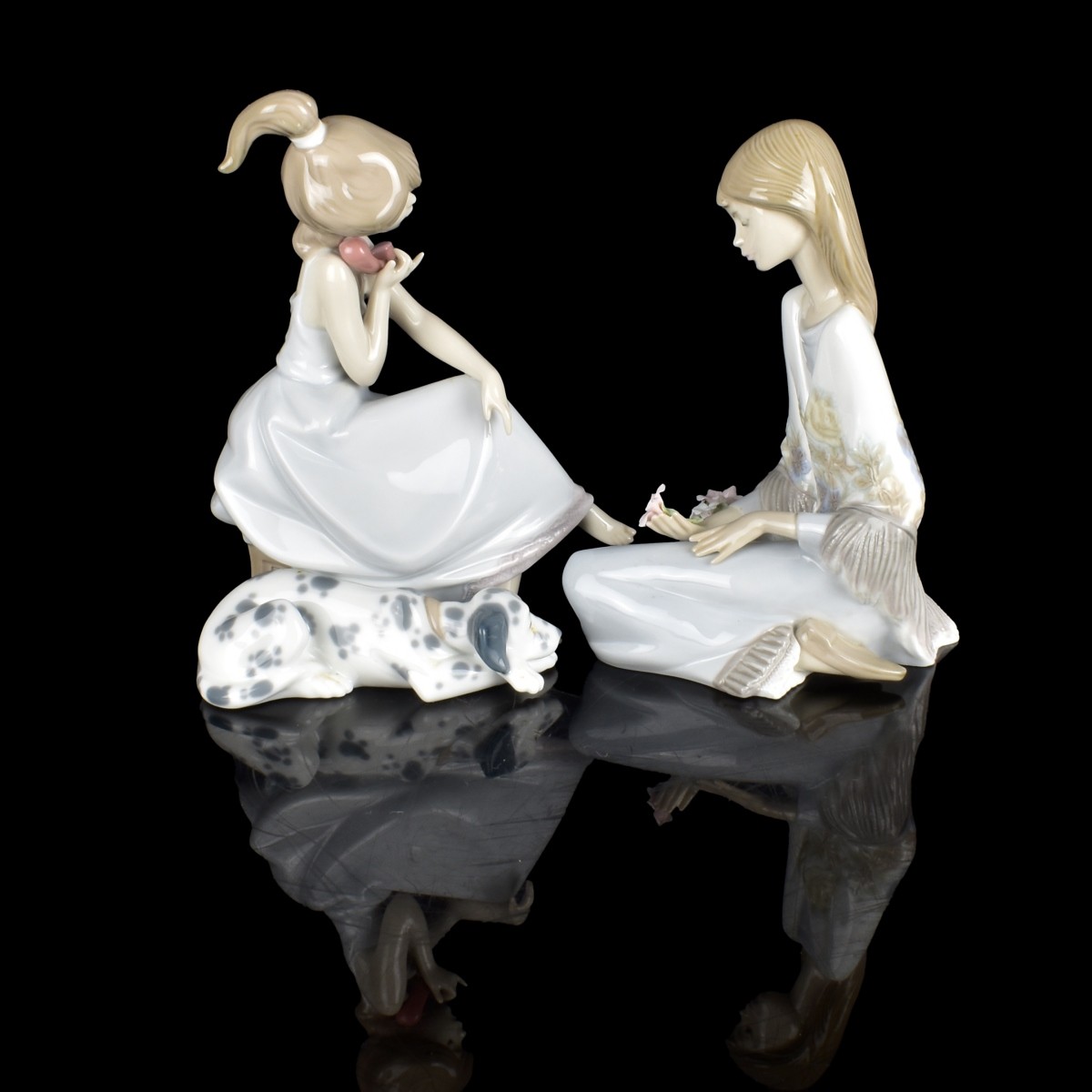 Two Lladro Girl Porcelain Figurines