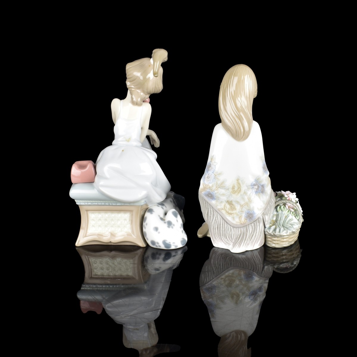 Two Lladro Girl Porcelain Figurines