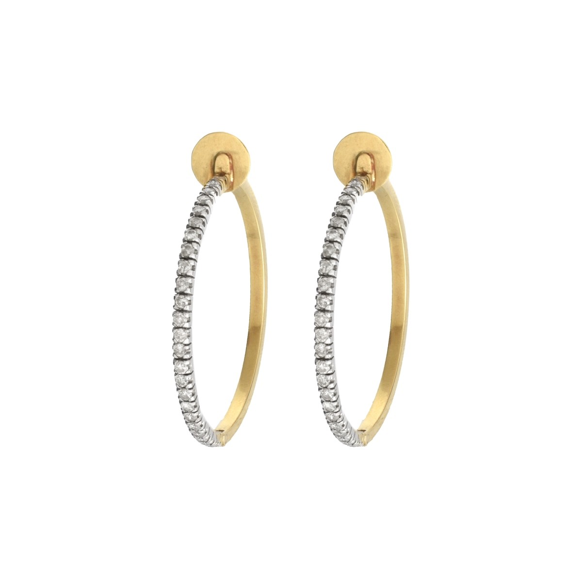 Diamond and 14K Hoop Earrings