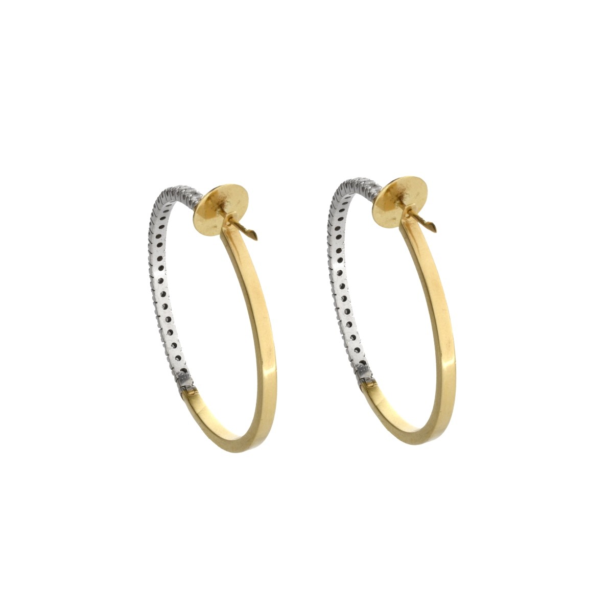 Diamond and 14K Hoop Earrings