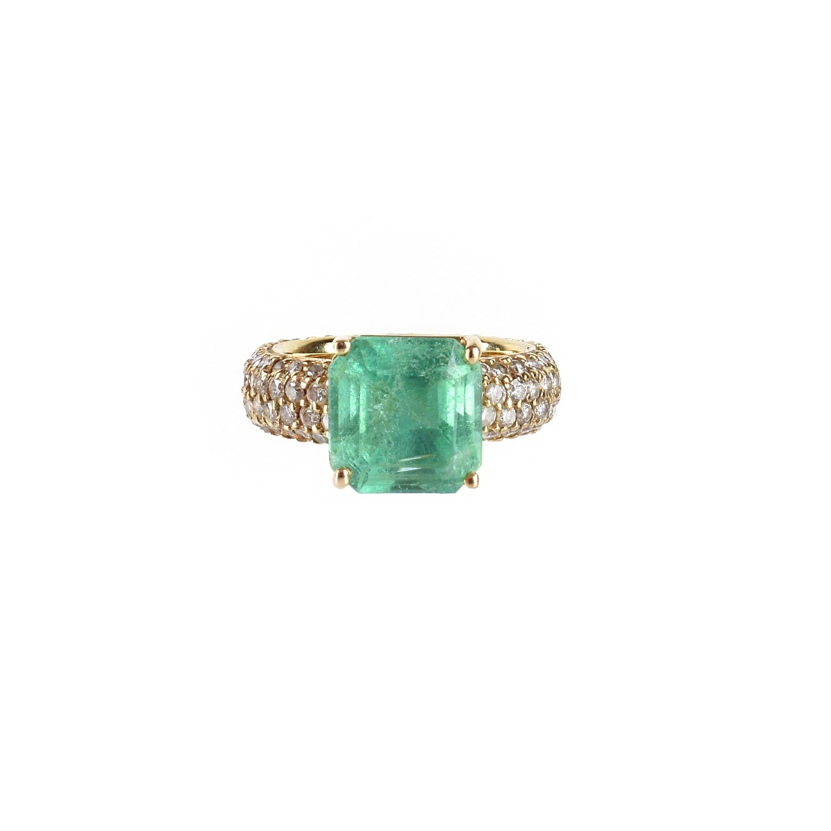 Emerald, Diamond and 14K Ring