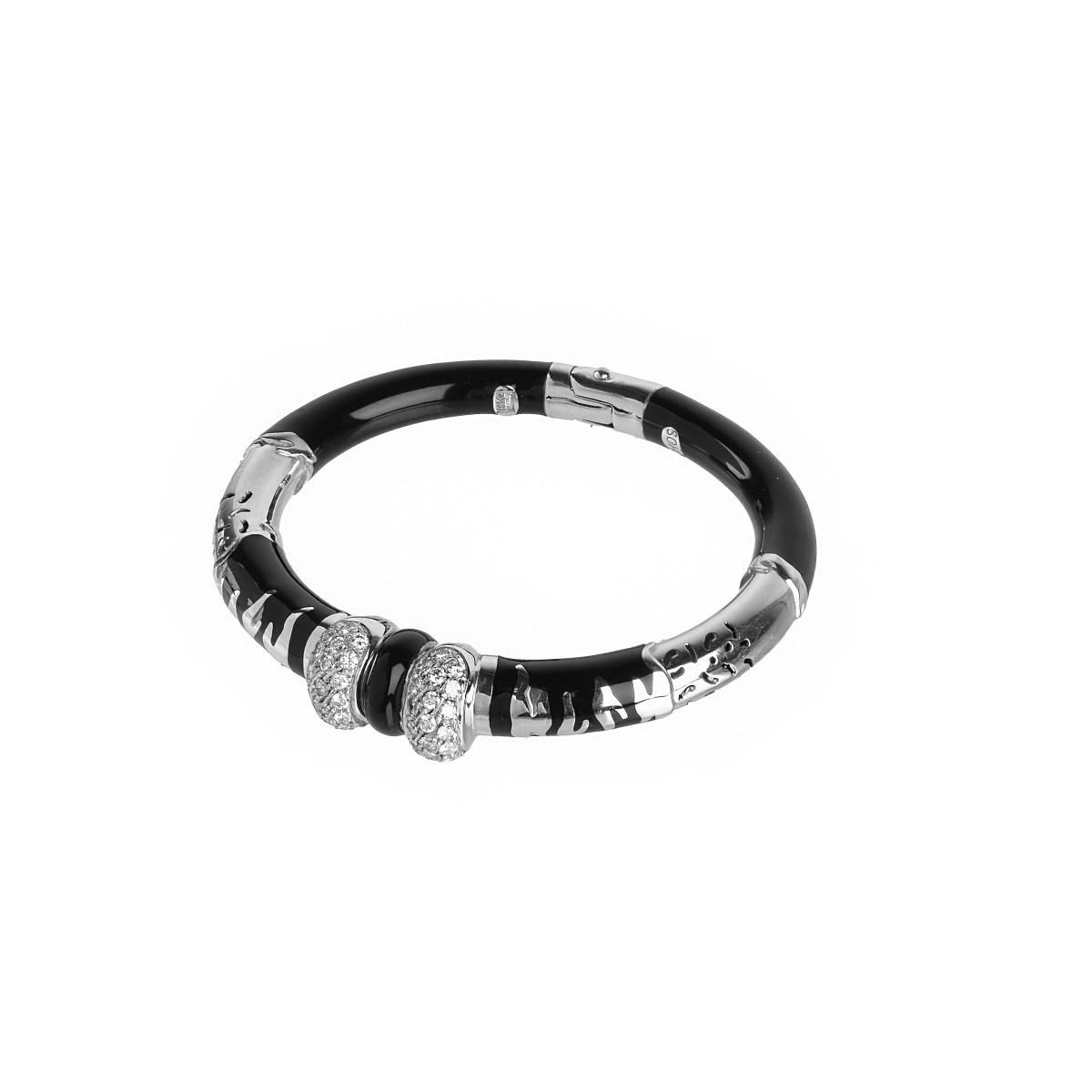 Diamond, Enamel and 18K Bangle