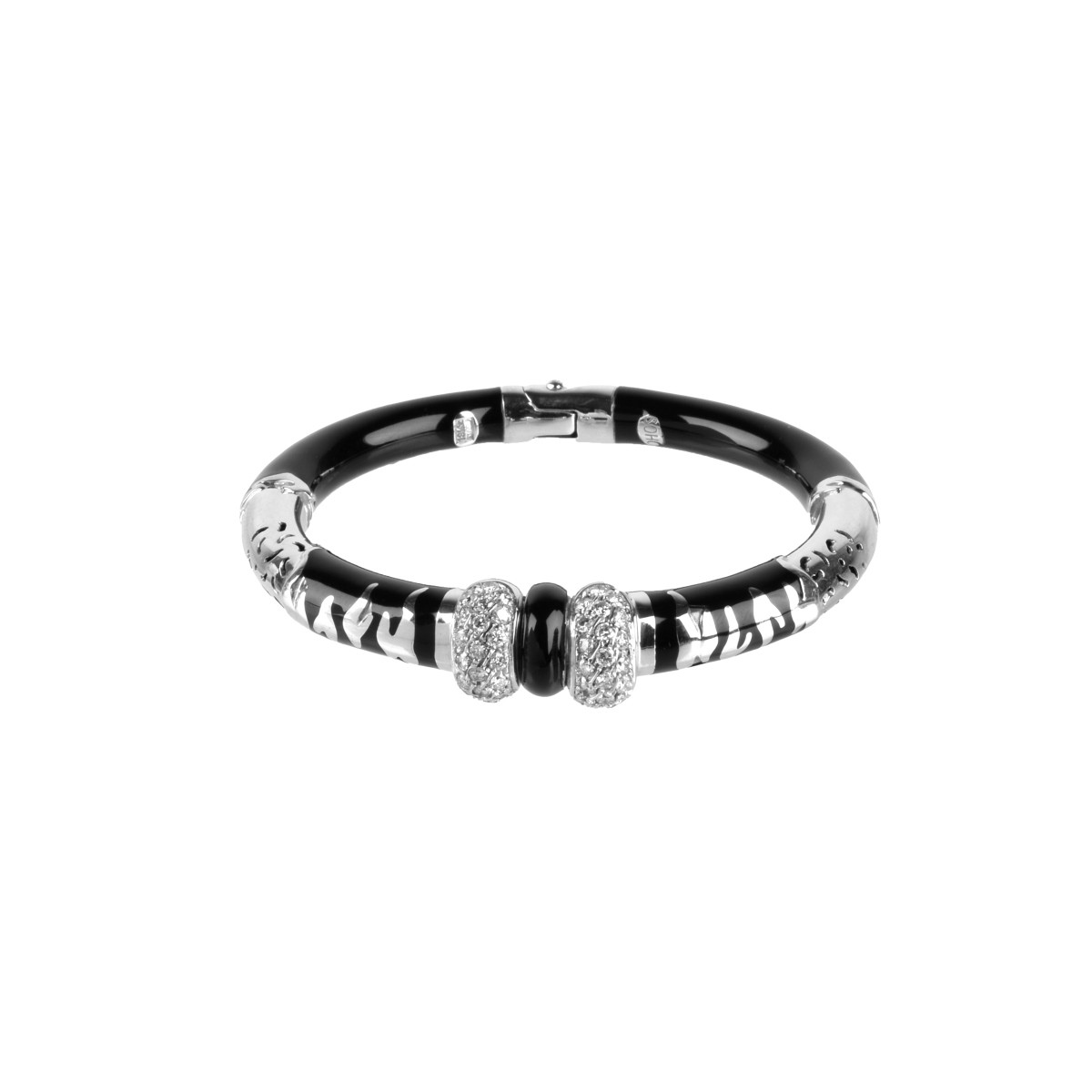 Diamond, Enamel and 18K Bangle