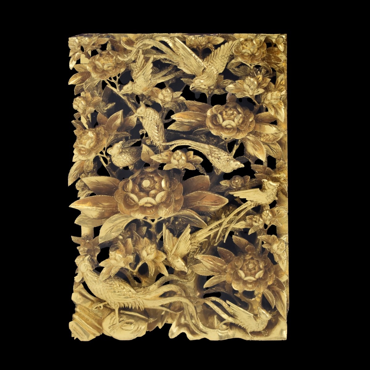 Chinese Lacquer Gold Wood Carving