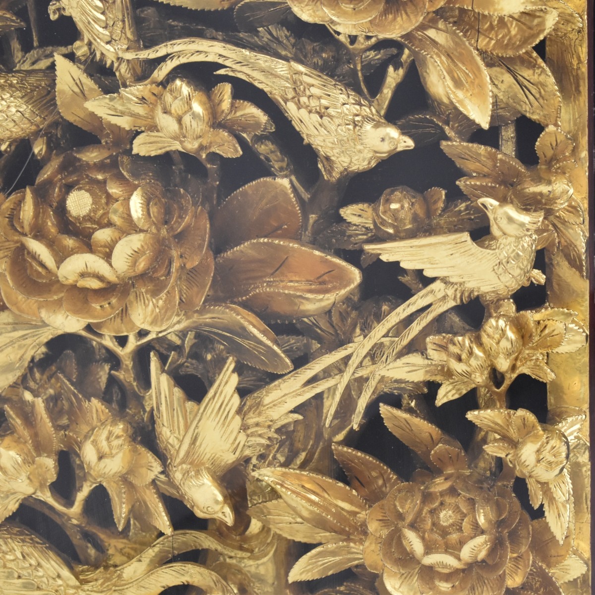 Chinese Lacquer Gold Wood Carving