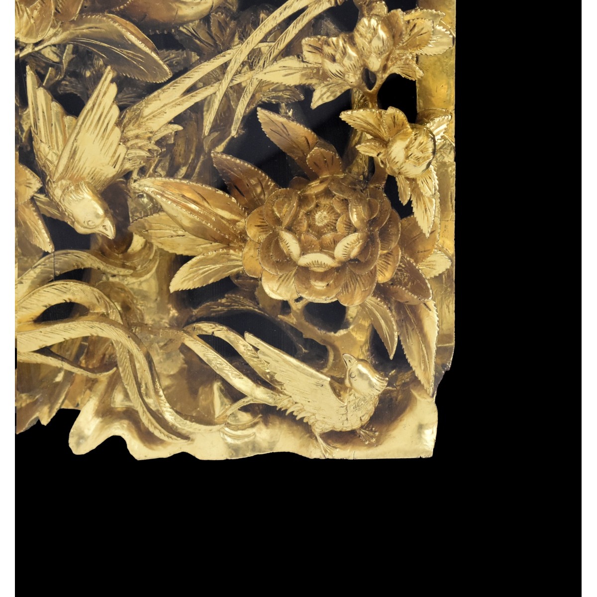 Chinese Lacquer Gold Wood Carving