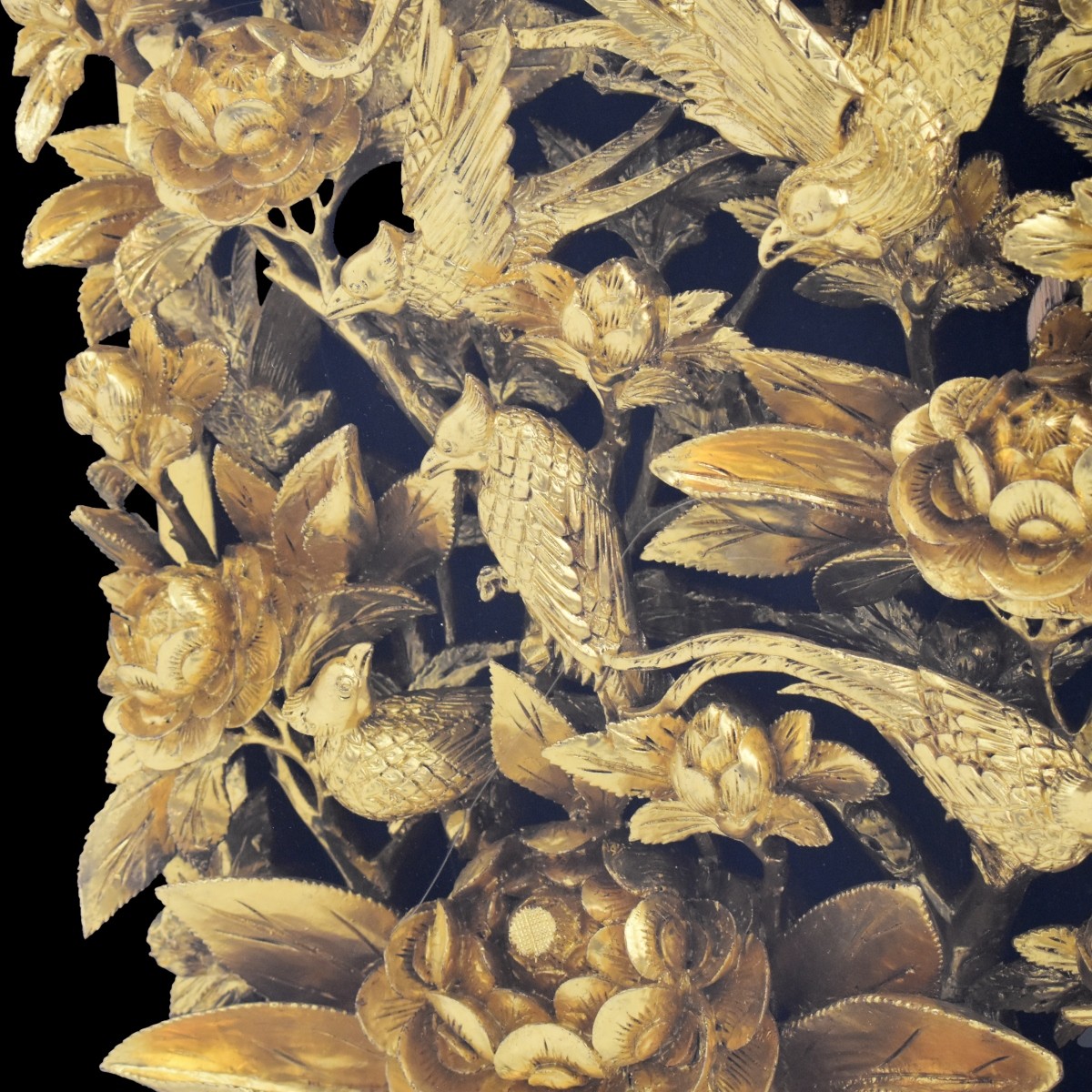 Chinese Lacquer Gold Wood Carving