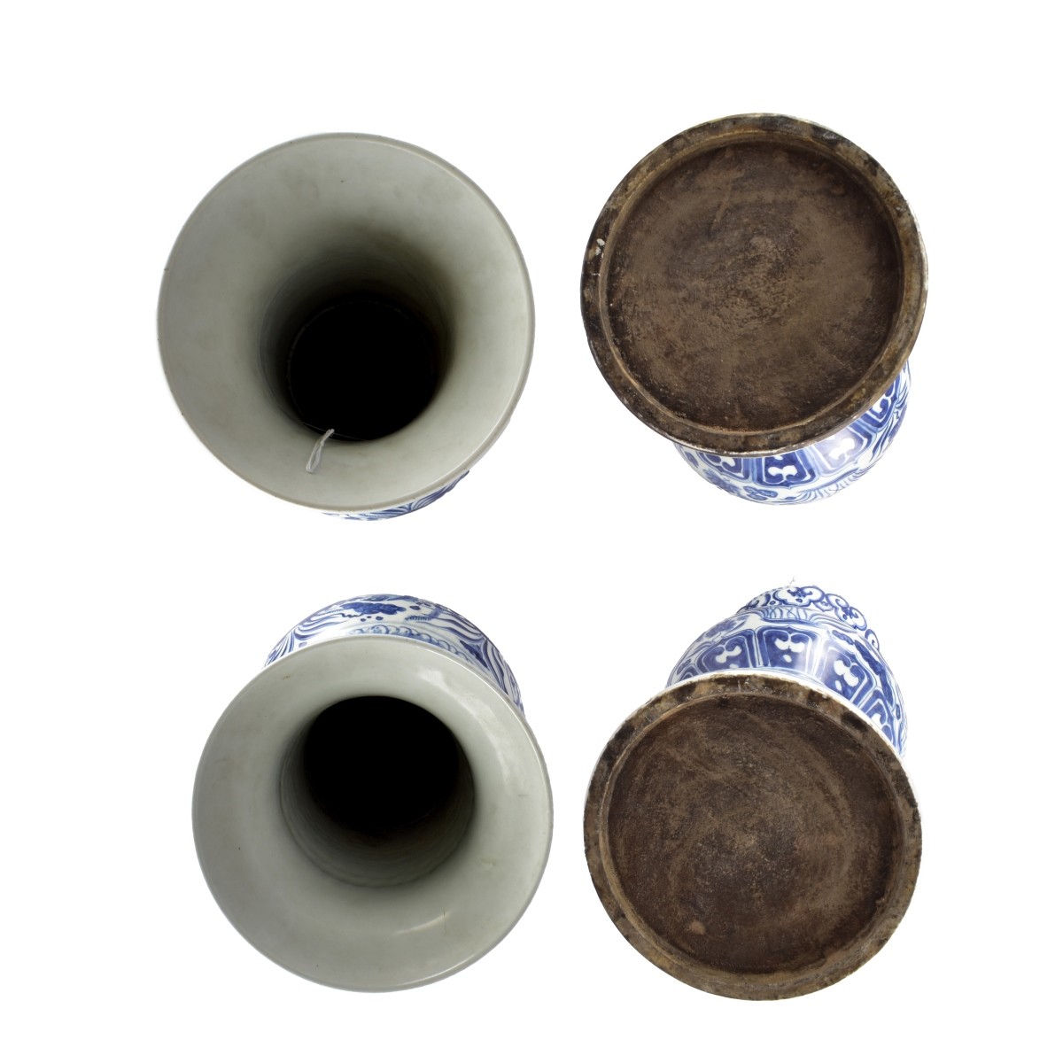 Pair of Chinese Gu-Form Porcelain Vases