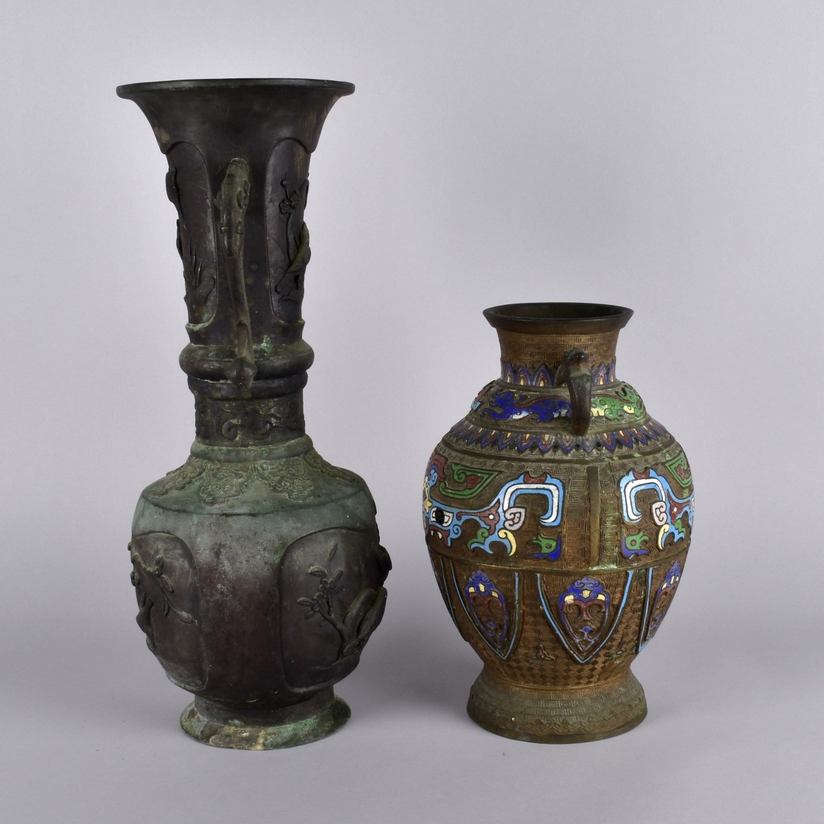 Two Japanese Bronze Vases