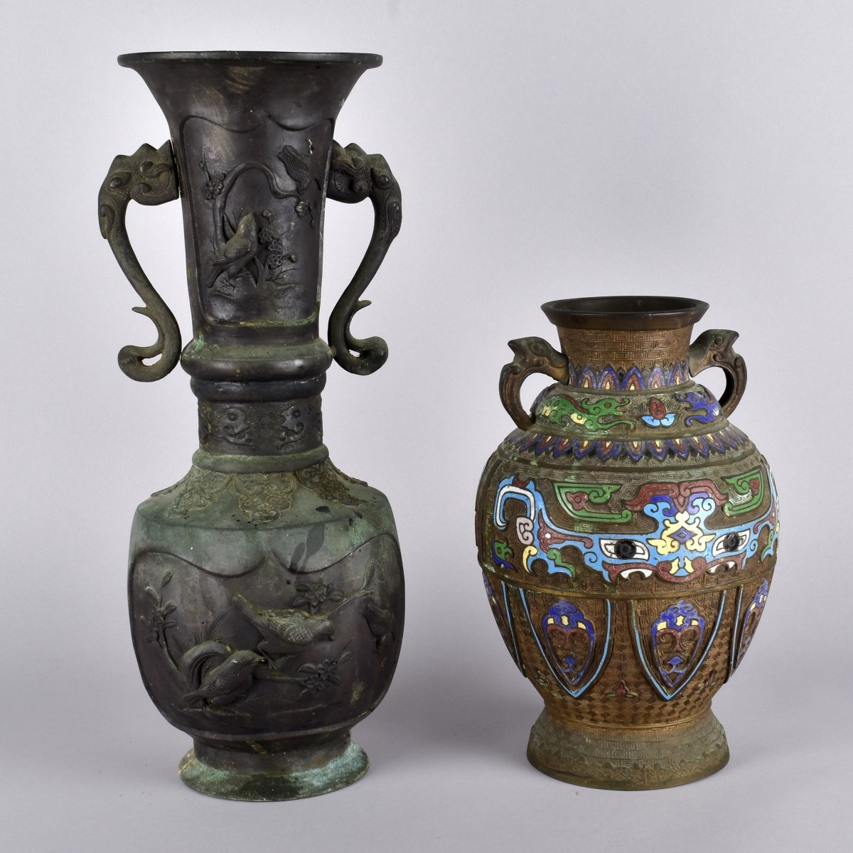 Two Japanese Bronze Vases