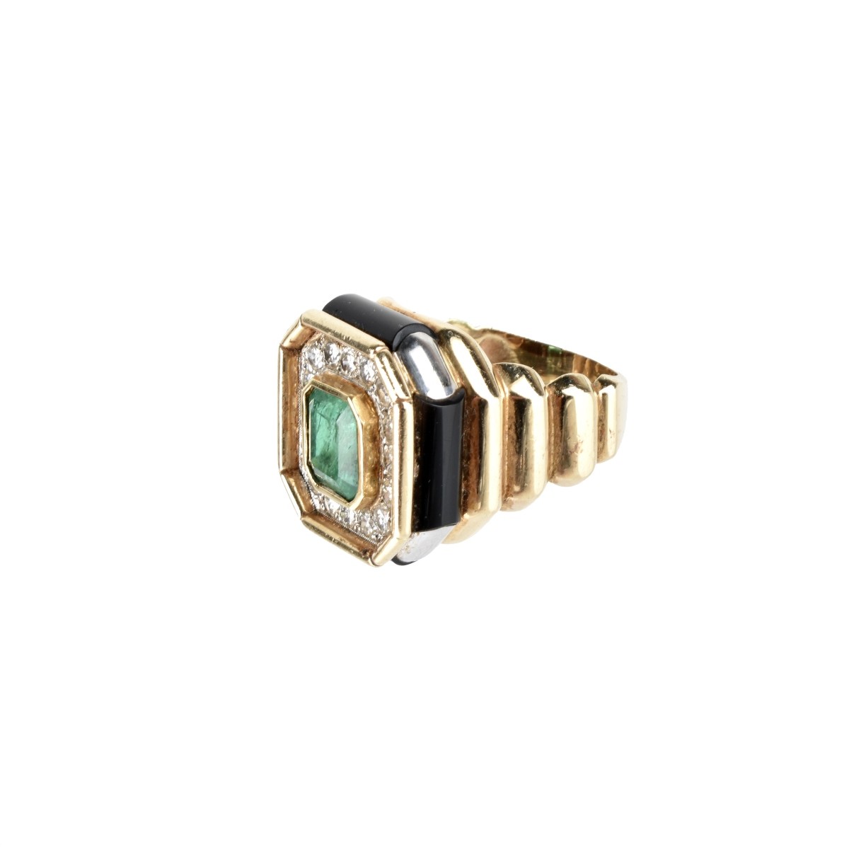 Emerald, Diamond and 14K Ring